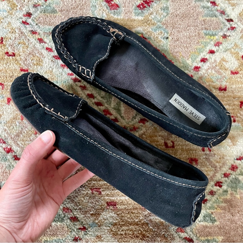 Steve Madden Black Soft Loafers Moccasins Slip on Ballet Shoe Women’s 10